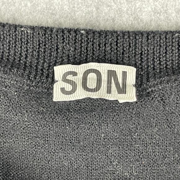 Son Of A Tailor Wool Sweater Mens 2XLT Black Crew Neck Minimal Preppy Hipster - Picture 4 of 11